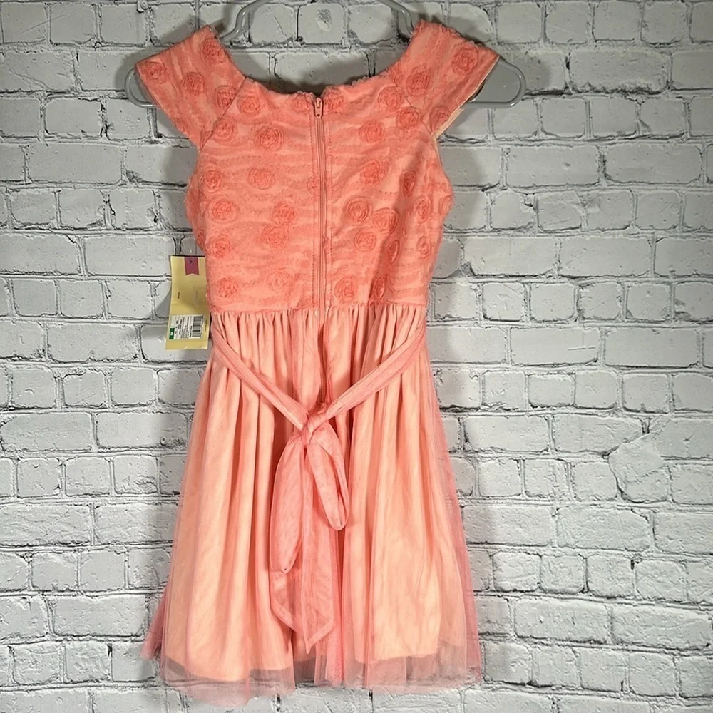 Cherokee Girls Tulle tutu floral Dress Size Medium Peach/Coral NEW - Picture 2 of 15